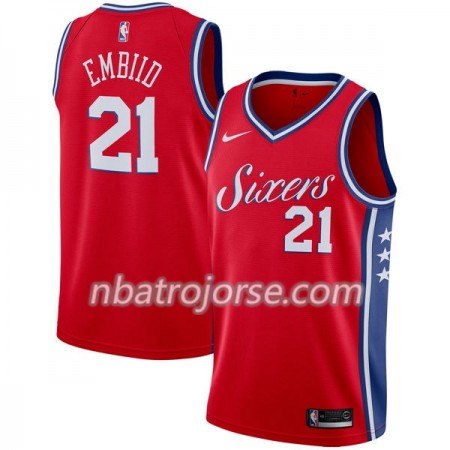 Män Philadelphia 76ers Tröja Joel Embiid 21 Nike 2017-18 Röd Swingman